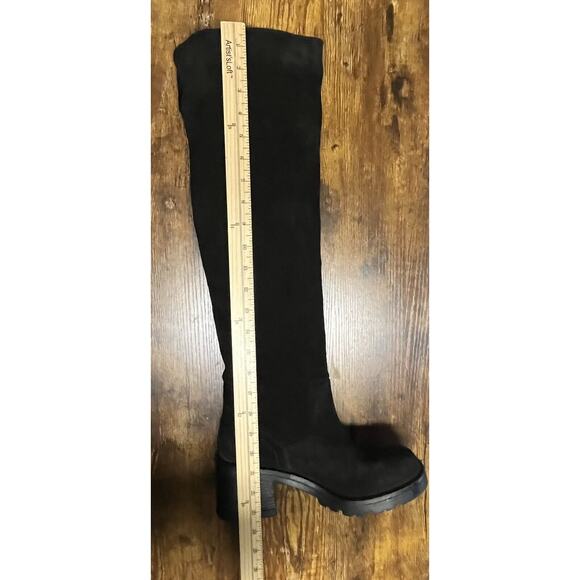 Steve Madden Black Suede Over The Knee Chunky Boots Sz 10-10.5 EU 41 Block Heel - Picture 11 of 12